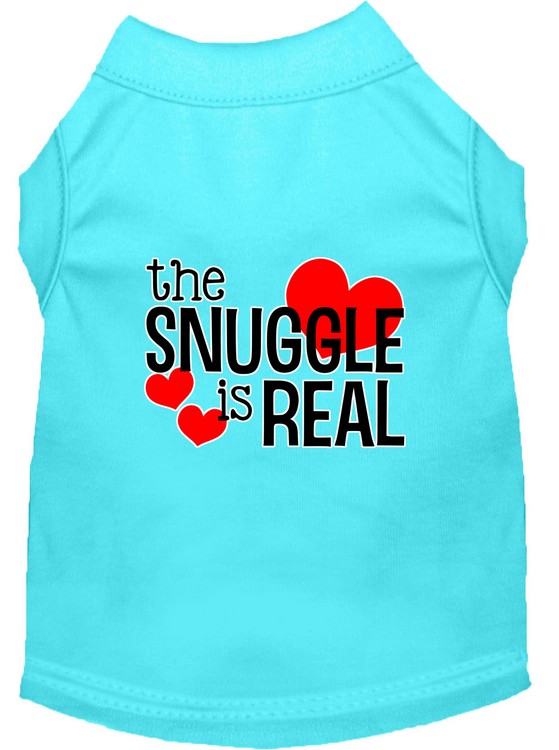 The Snuggle is Real Screen Print Dog Shirt Aqua Med